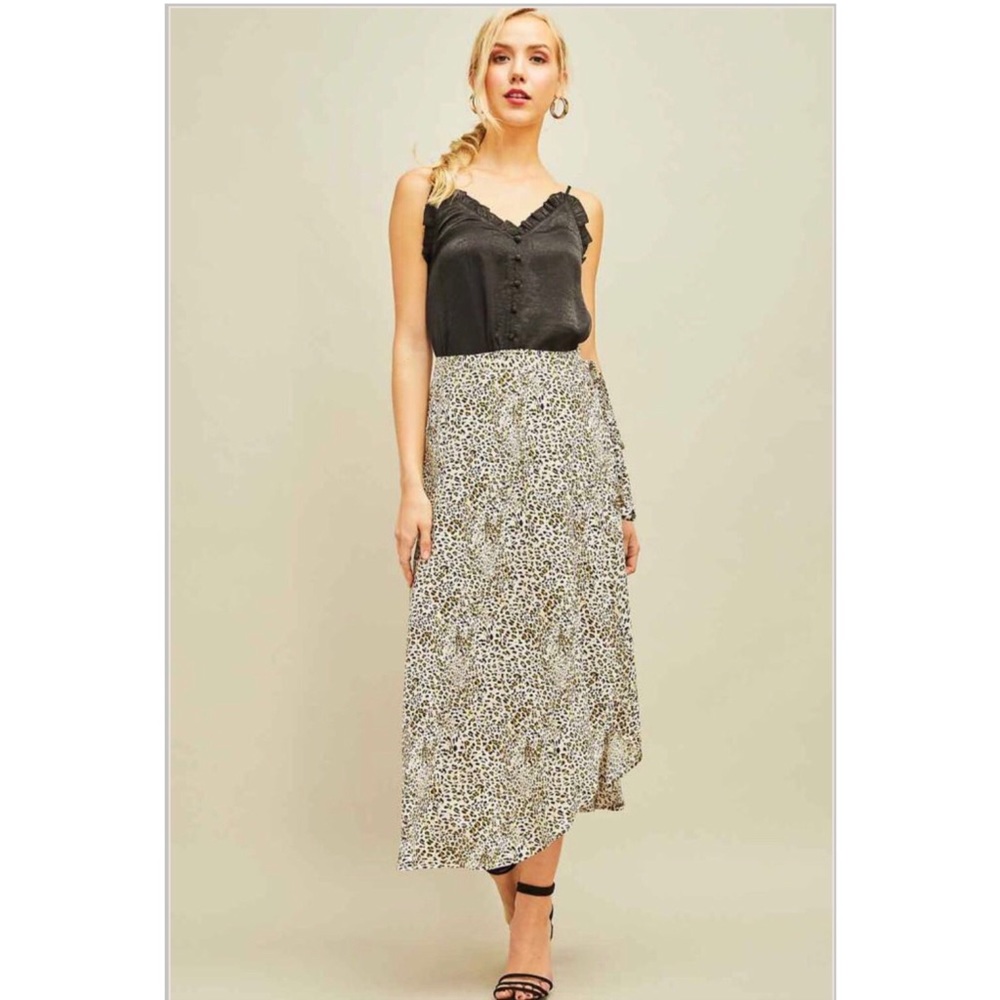 Leopard Print Wrap Skirt
